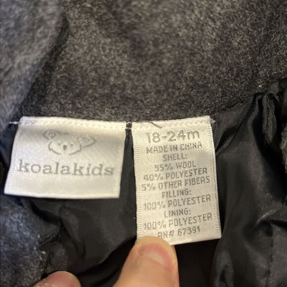 Koala Kids Baby Boys Wool Blend Jacket Winter Coat Dark Gray Hood Size 18-24m‎ - Picture 2 of 14